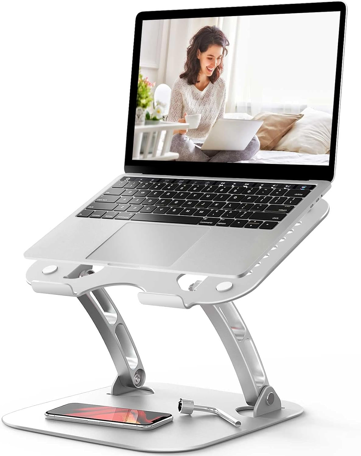 Laptop Stand for Desk, Computer Stand for Laptop, Ergonomic Aluminum Laptop Riser with Heat-Vent for 10"-17" Notebook Computer, Silver