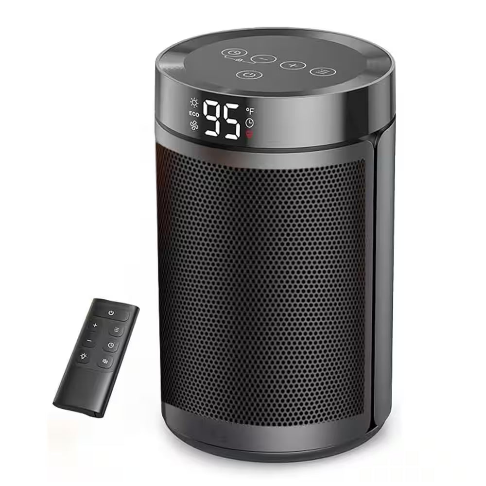 1500-Watts 11.2 In. H Portable Electric Forced Air Ceramic Space Heaters with Thermostat, Eco Mode and Fan Mode in Gold