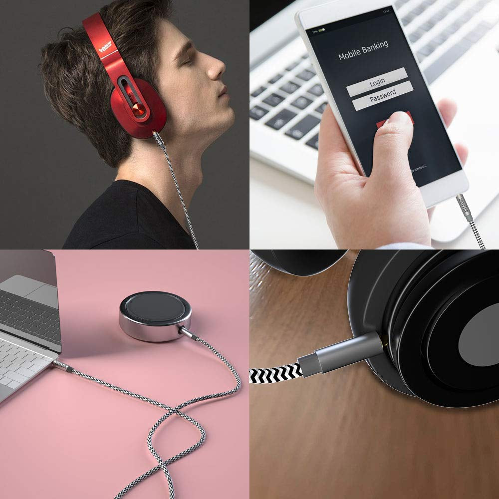 3.5Mm Stereo Audio Cable Extension Male to Male Nylon Braided 10Ft/3M Tangle-Free AUX Cable for Headphones, Ipods, Iphones, Ipads, Home/Car Stereos and More (Black)