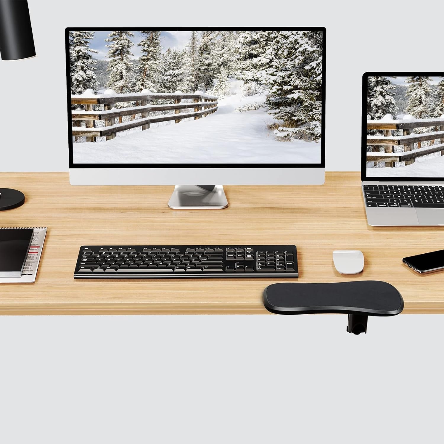 Computer Arm Rest for Desk, Ergonomic Desk Arm Support, Adjustable Armrest Wrist Support Rotating Arm Rest Extender, Elbow Rest for Desk, Arm Rest Suitable for Table, 1 Pack