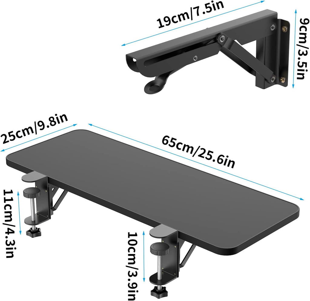 Desk Extender Keyboard Stand for Trayunder Extender Eesk Erawer Computer Desk Desktop Extension Board Easy to Install No Drilling Required (25.6In（65Cm）, Black)