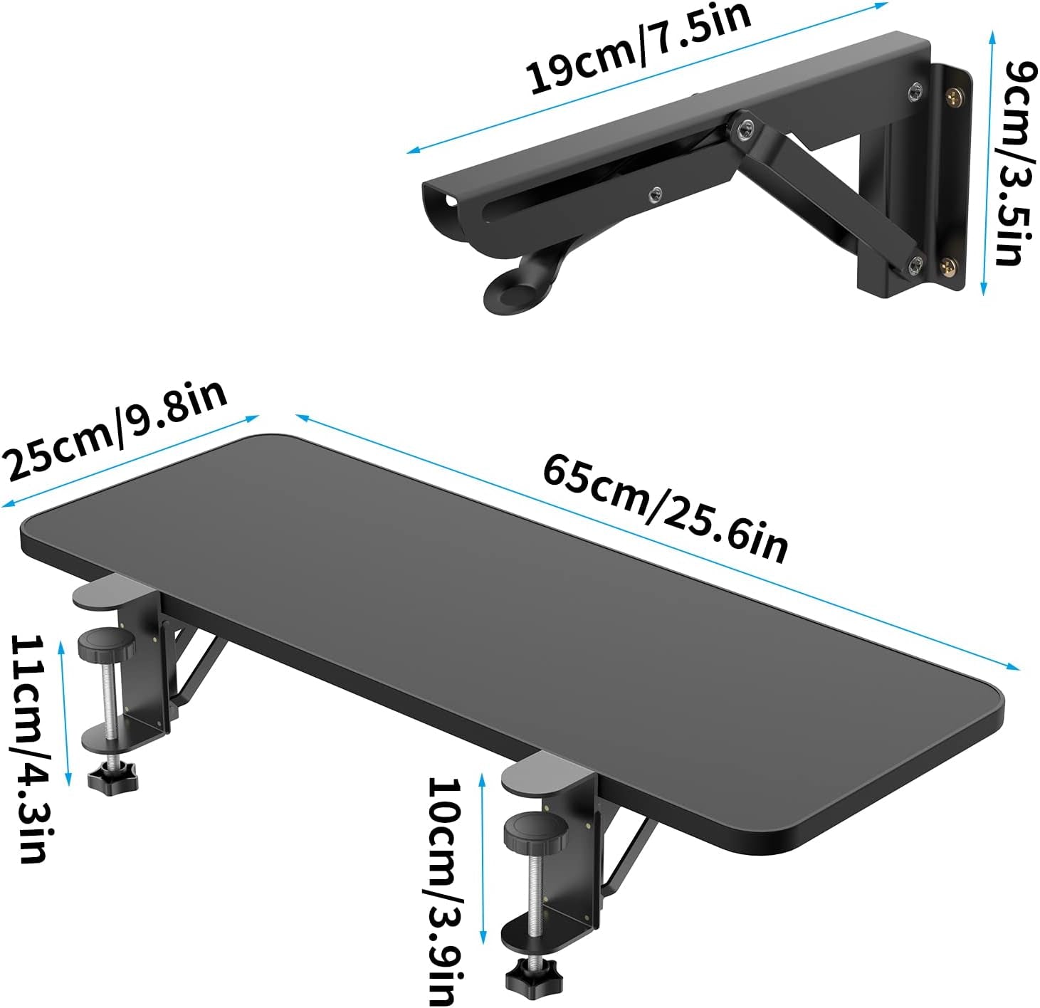 Desk Extender Keyboard Stand for Trayunder Extender Eesk Erawer Computer Desk Desktop Extension Board Easy to Install No Drilling Required (25.6In（65Cm）, Black)