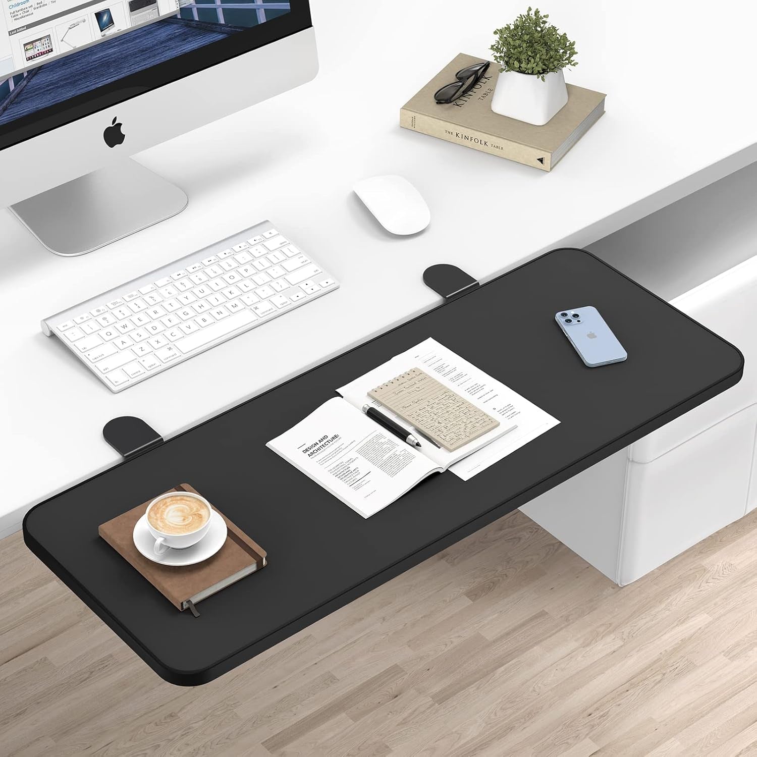 Desk Extender Keyboard Stand for Trayunder Extender Eesk Erawer Computer Desk Desktop Extension Board Easy to Install No Drilling Required (25.6In（65Cm）, Black)