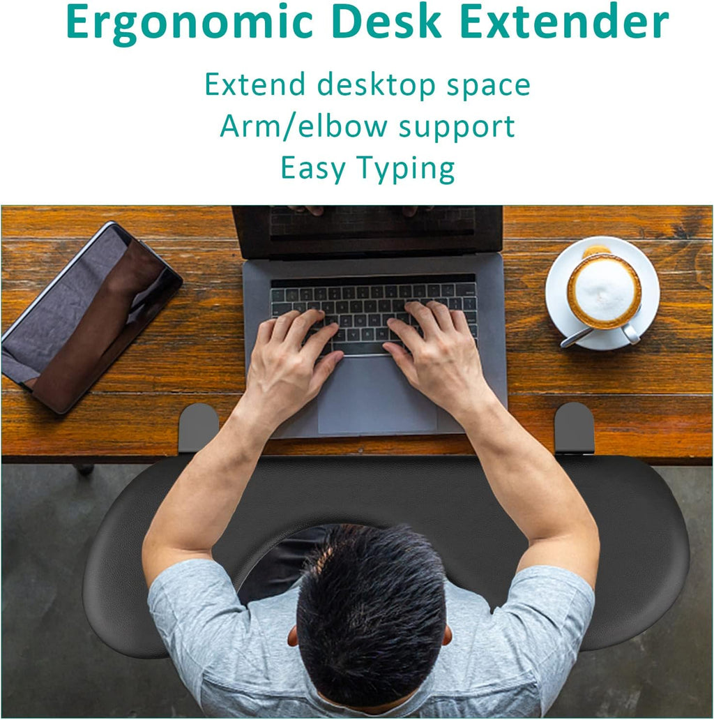 Foldable Desk Extender Tray, , Ergonomic Forearm Leather Soft Armrest Support, Wrist & Elbow Pad for Home and Office, Easy Typing & Pain Relief