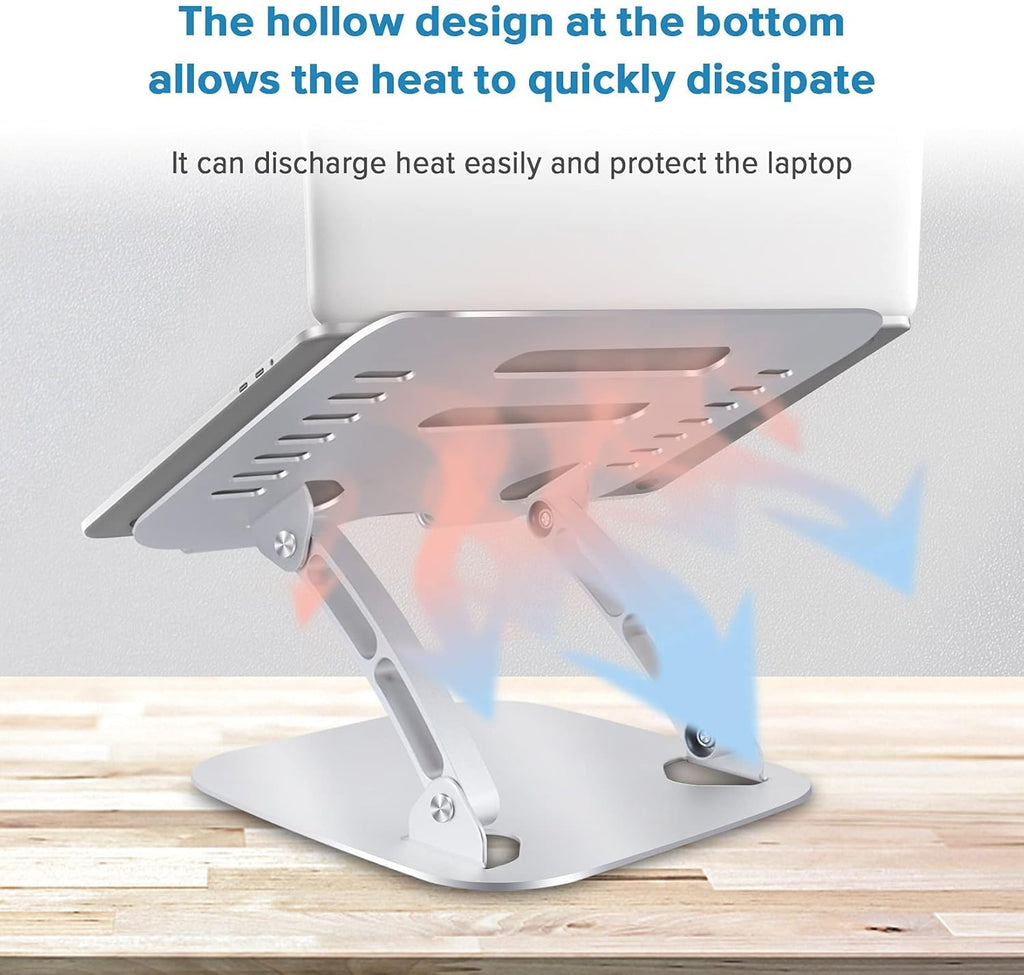 Laptop Stand for Desk, Computer Stand for Laptop, Ergonomic Aluminum Laptop Riser with Heat-Vent for 10"-17" Notebook Computer, Silver