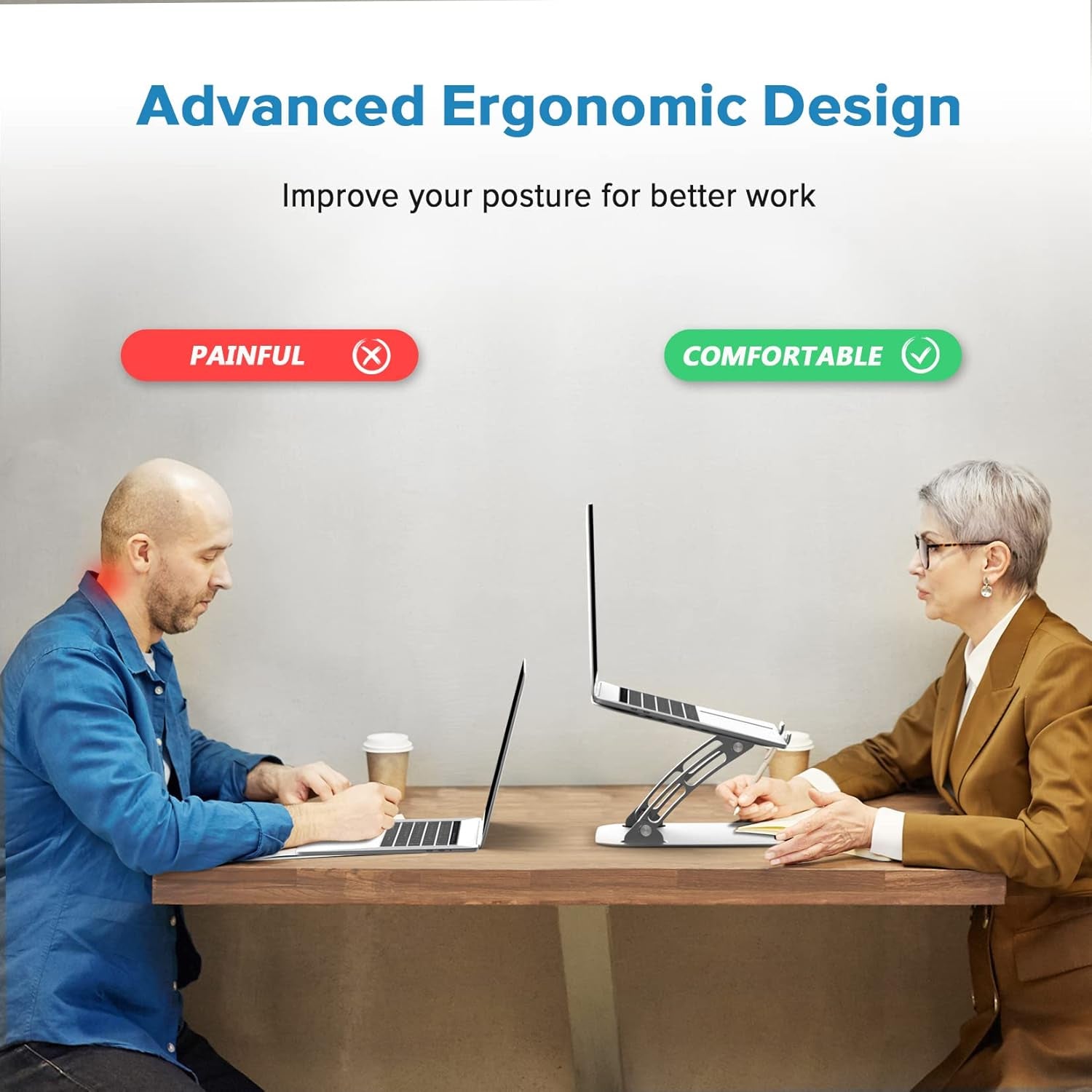 Laptop Stand for Desk, Computer Stand for Laptop, Ergonomic Aluminum Laptop Riser with Heat-Vent for 10"-17" Notebook Computer, Silver