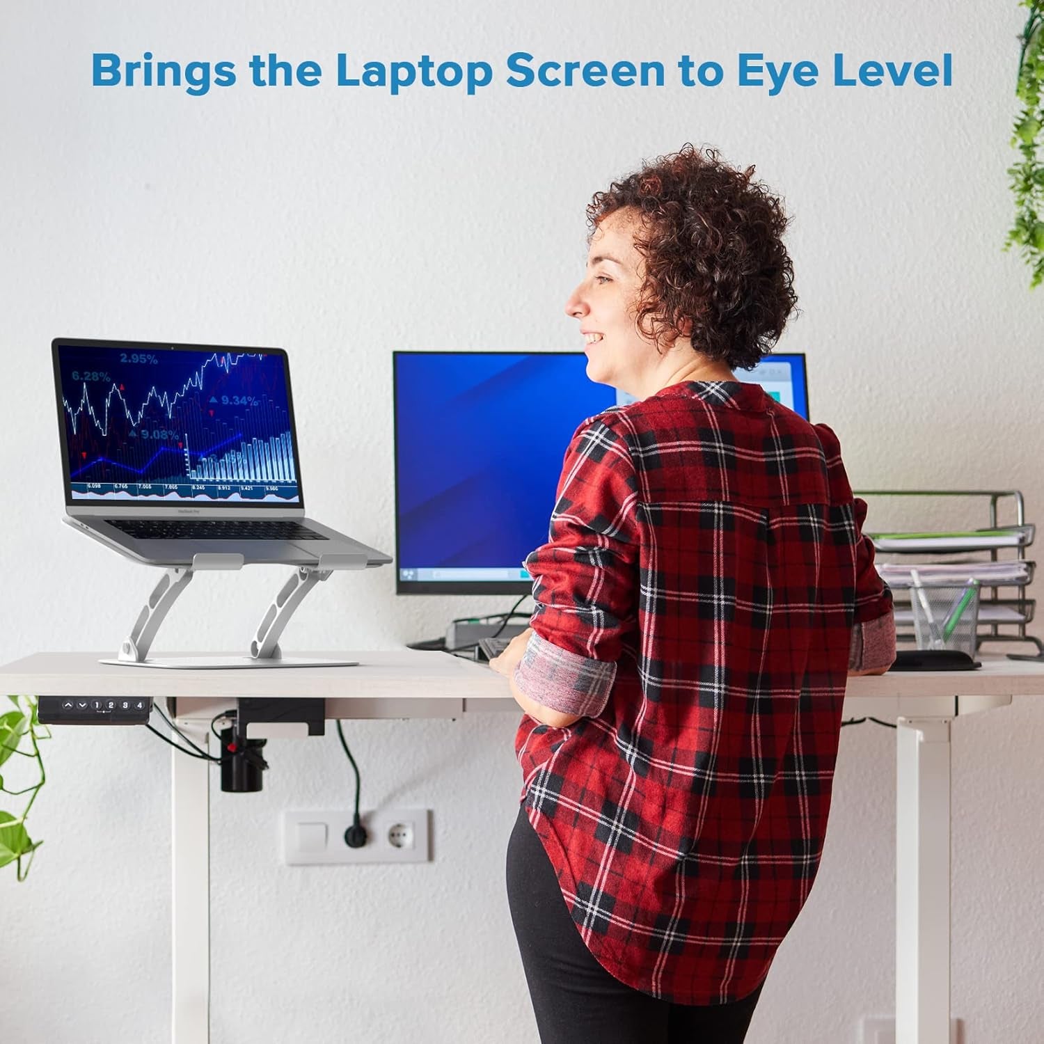 Laptop Stand for Desk, Computer Stand for Laptop, Ergonomic Aluminum Laptop Riser with Heat-Vent for 10"-17" Notebook Computer, Silver