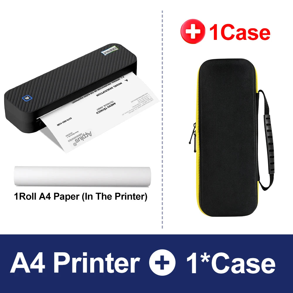 Inkless Portable A4 Thermal Printer Bluetooth PDF Excel Word Document Printing Machine Paper Roll for Office Work Home School