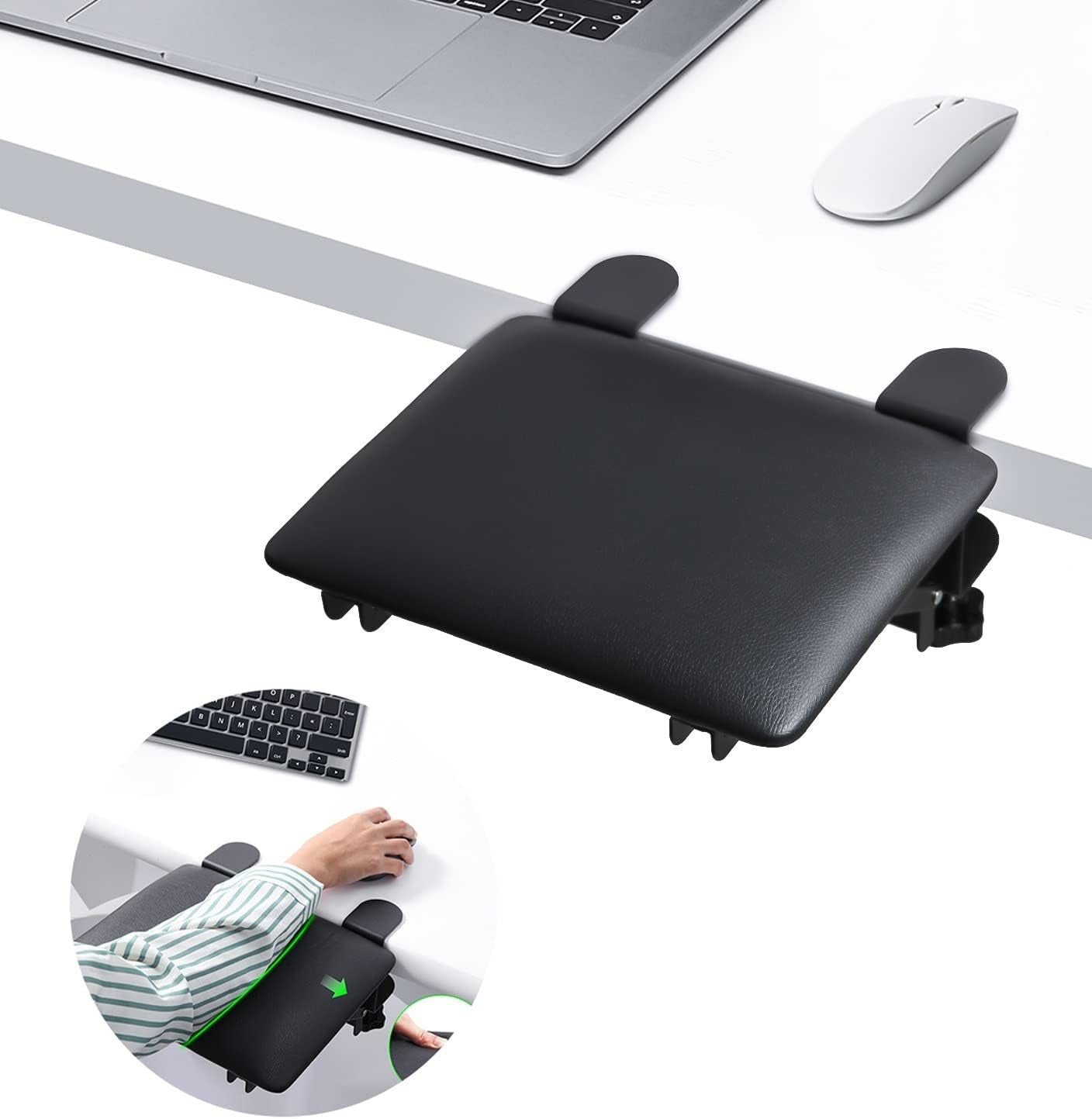 Foldable Desk Extender Tray, Arm Rest for Desk, Ergonomic Forearm Leather Soft Armrest Support, Wrist & Elbow Pad for Home and Office, Easy Typing & Pain Relief