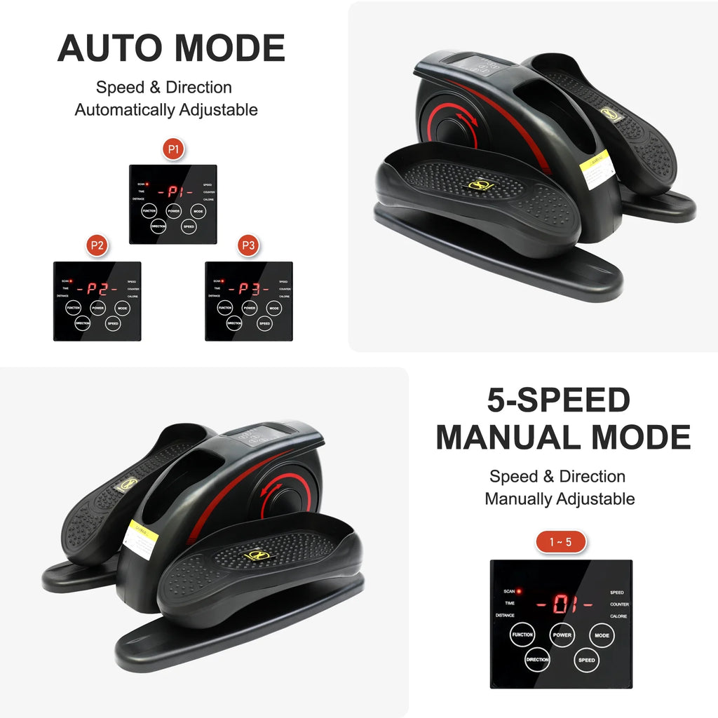 Mini Elliptical, under Desk Elliptical, Electric Elliptical Machine, Leg Exerciser Machine for Seniors, Elliptical for Home Use, Compact Exerciser, Adjustable Speeds & LCD Monitor