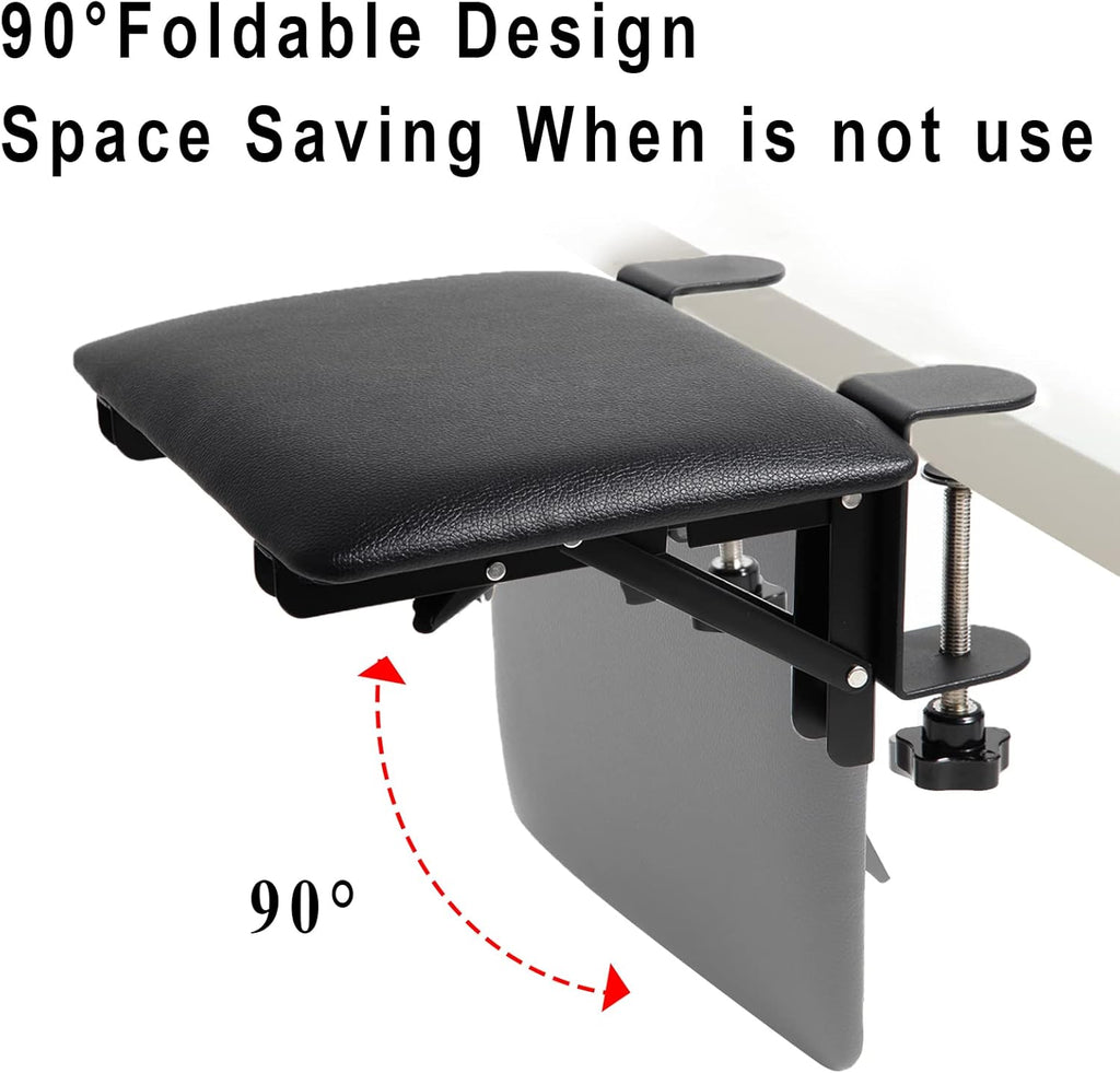 Foldable Desk Extender Tray, Arm Rest for Desk, Ergonomic Forearm Leather Soft Armrest Support, Wrist & Elbow Pad for Home and Office, Easy Typing & Pain Relief