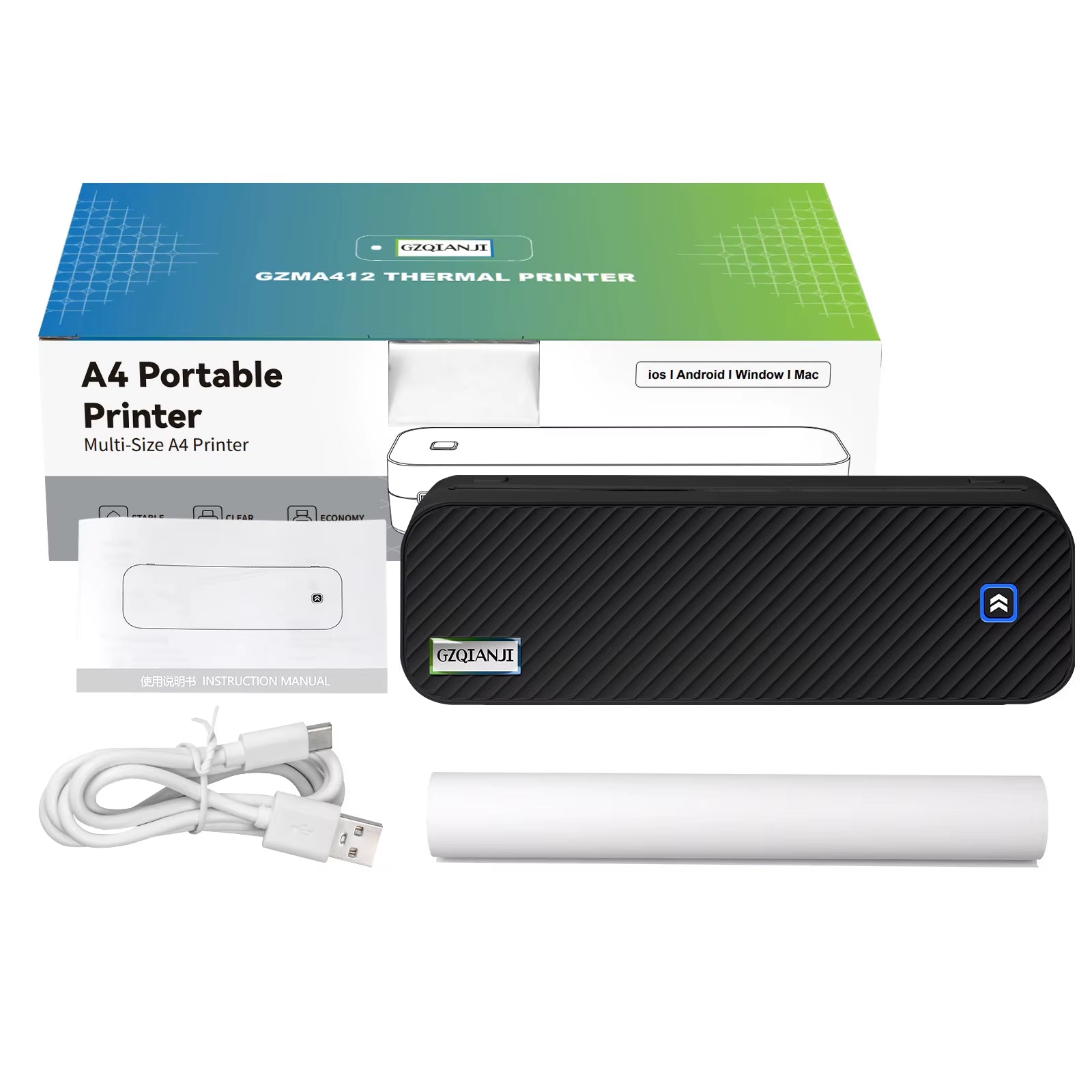 Inkless Portable A4 Thermal Printer Bluetooth PDF Excel Word Document Printing Machine Paper Roll for Office Work Home School